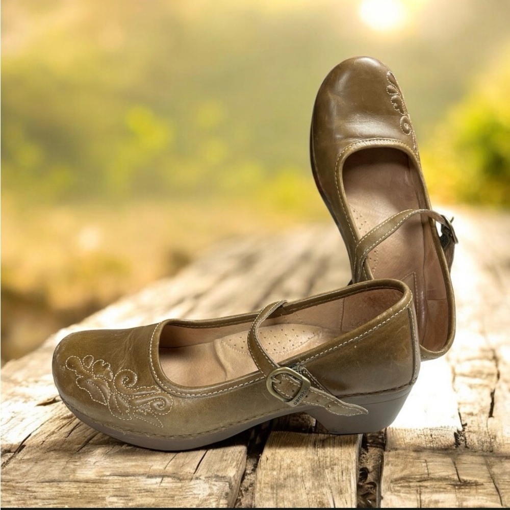 Dansko Olive Green Mary Jane Flats
